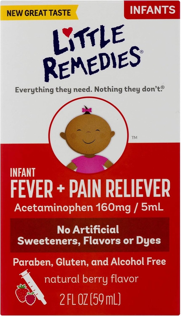Little Remedies Infant Fever & Pain Reliever | 천연 베리 맛 | 2 FL OZ | 2 팩