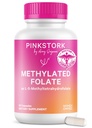 분홍색 Stork Folate: 메틸 Folate - MTHFR 산, 임신을 위한 Folic 산의 자연적인 모양, 엄마 + 아기를 위해 공식화해, 여자 가운을 주는, 60의 캡슐 (포장 May Vary)