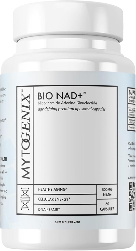 순수한 NAD + 캡슐 - 니코틴 아데닌 Dinucleotide - NAD + 보충 - 병 당 60 캡슐 - 봉사 당 500mg NAD + - 노화 방지 촉진 - 세포 건강 및 기능 - DNA 수리