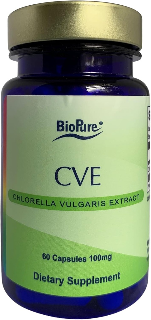 BioPure CVE Chlorella Vulgaris 추출물 - 영양, 영양성 Superfood는 단백질, 비타민, 미네랄 및 아미노산을 함유하여 Metabolism, Detox & Immunity를 지원합니다. 60 캡슐