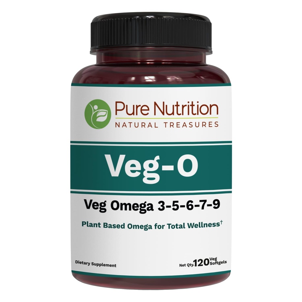 순수한 영양 채식 오메가 3-5-6-7-9 | 120 Softgels | 2 Softgels 제공 당 600mg | 종합 건강을위한 멀티 오메가 보충 | 비 GMO | 글루텐 프리