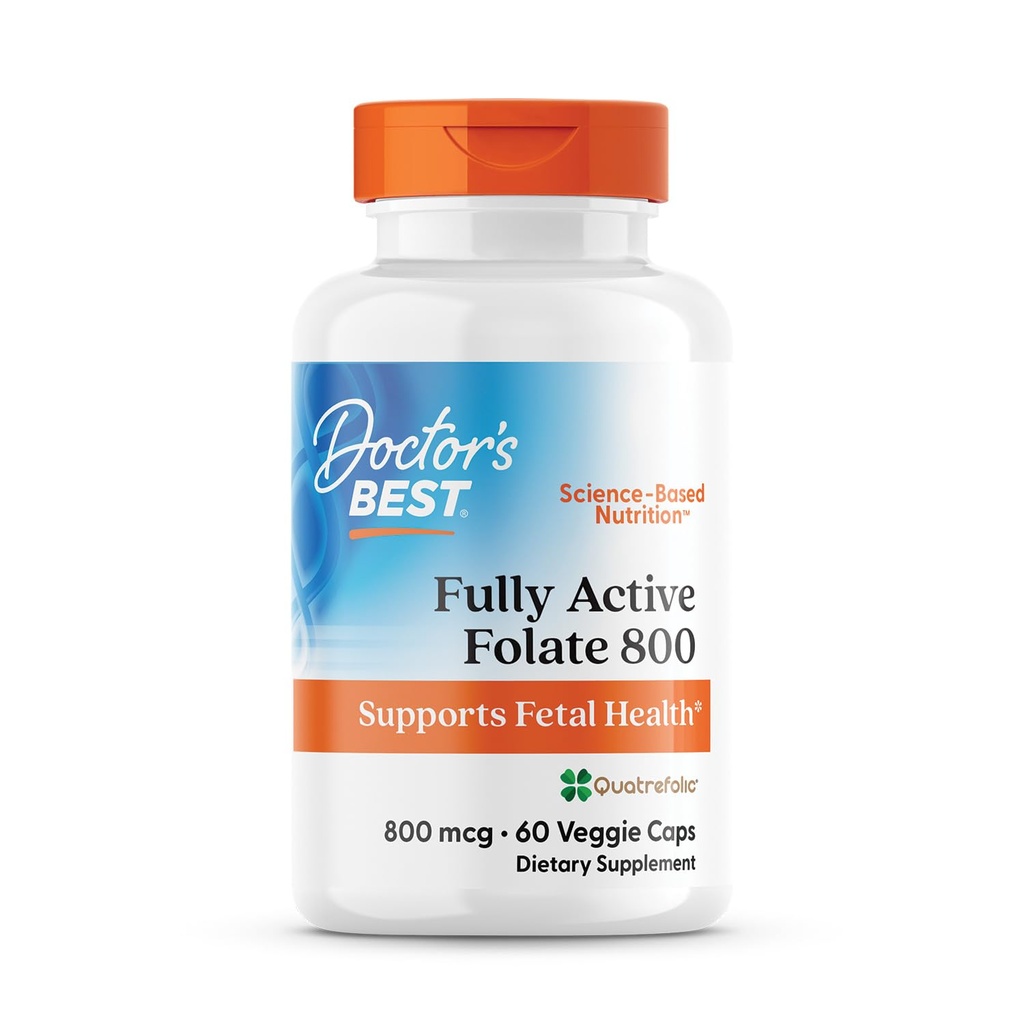 의사 Quatrefolic와 최고의 완전 활성 Folate 800, 지원 태아 건강, 비 GMO, 글루텐 무료, Vegan 60 Veggie 모자