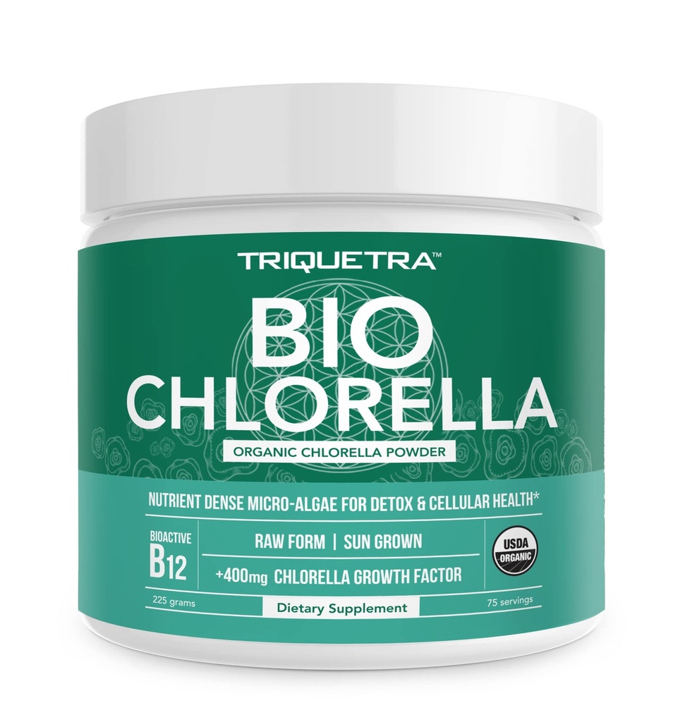유기농 클로렐라 분말 – 원시 & 선 그레이드 – CGF (Chlorella 성장 인자)를 가진 영양성 녹색 조류, 전반적인 웰빙 및 활력을 지원 – Vegan-Friendly – 75 서빙 (225g)