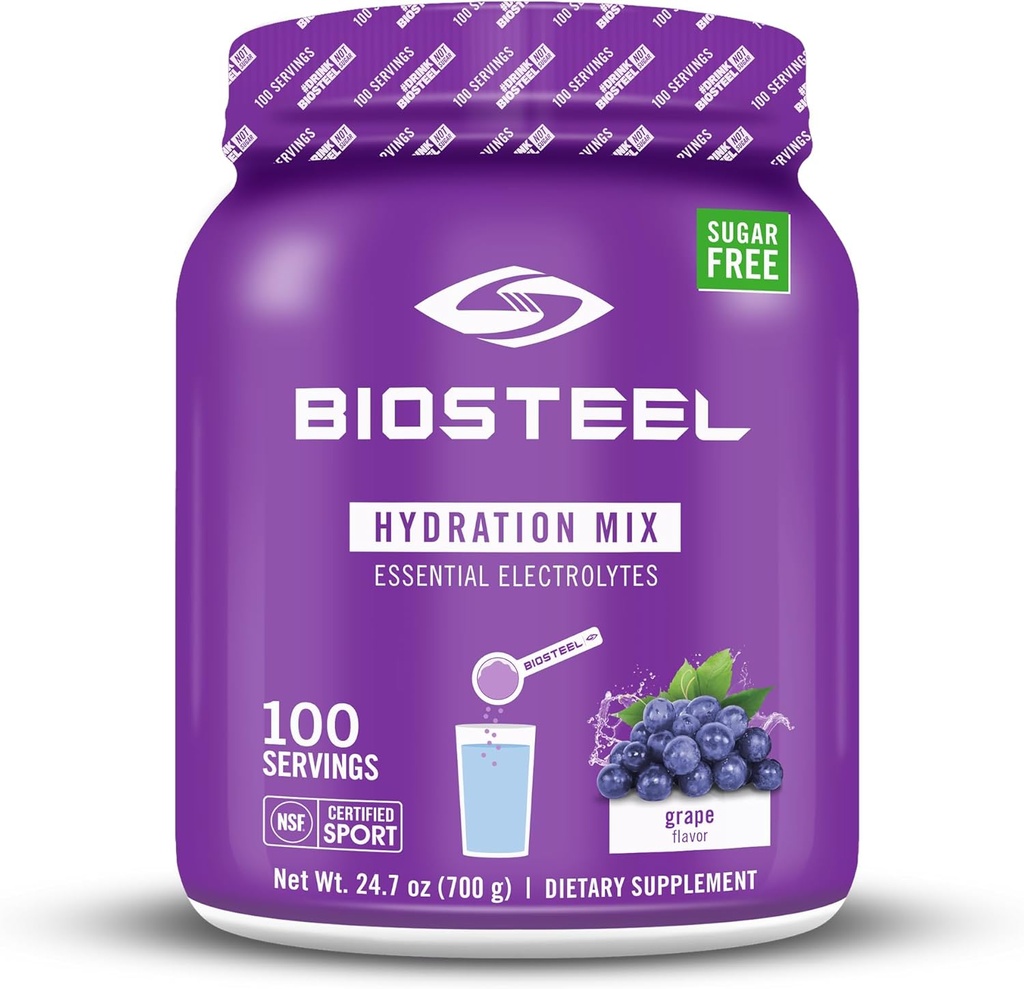 BioSteel Zero Sugar Hydration Mix, 5 Essential Electrolytes, 포도 맛, Tub 당 100 서빙