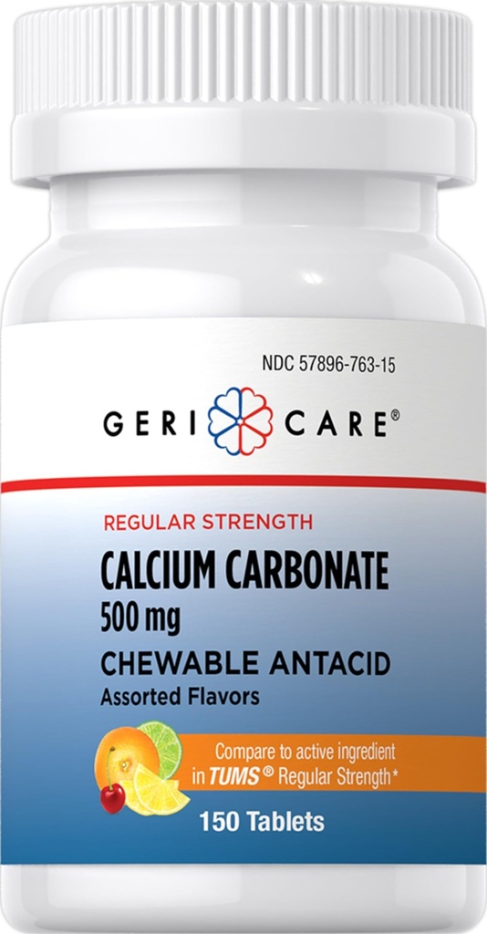 Gericare 칼슘 탄산염 500mg Chewable Antacid, 150 조사 (1의 포장)