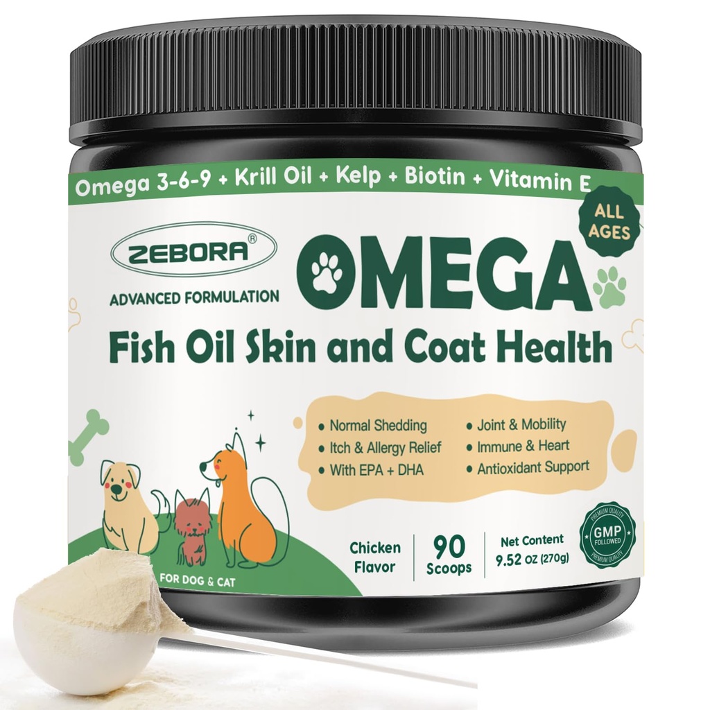 개, 야생 잡힌 개 물고기 기름, EPA & DHA, Krill 기름, Kelp, 피부 및 외투 보충교재, 반대로 Itch & Shedding, 지원 건조한 피부, 합동 건강, 개 알레르기를 위한 ZEBORA 오메가 3 물고기 기름
