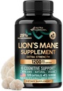Lions Mane 보충 캡슐 - 유기 사자 Mane - 미국에서 만든 - 과일 Bodies 추출물 - 1200 mg, 25% 다당류 - 기억 & 초점 지원 - 사자 분말로 - 120의 캡슐, 2 달 공급