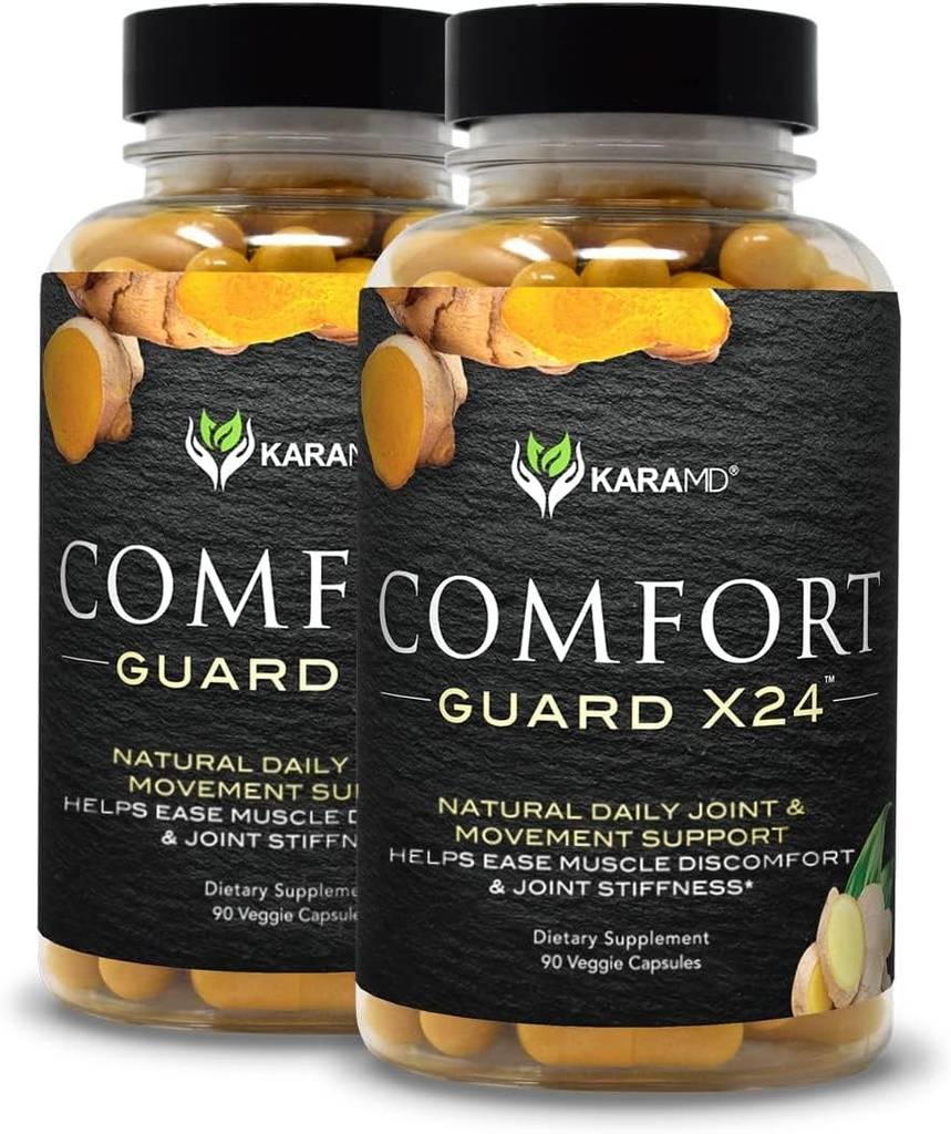 KaraMD 컴포트 가드 X24 | 관절 & 운동 지원 보충교재 | 심황 쿠르쿠민, Boswellia & Ginger | Ease Muscle Discomfort & Joint Stiffness | Non-GMO, 글루텐 프리 & 비건 친절한 (2 팩)