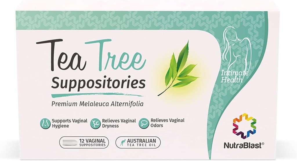 NutraBlast Tea Tree Oil Suppositories (12 개) | 여성용 천연 Intimate Deodorant | Restore Feminine Balance | 미국