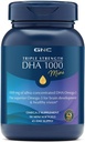 GNC 세겹 힘 DHA 1000 소형 오메가 3 보충교재, 1000mg, 매우 집중된, 높은 힘, 지원 뇌 발달 및 건강한 시각, Burpless, 90 소형 Softgels, 45 SVG의 45 일 공급