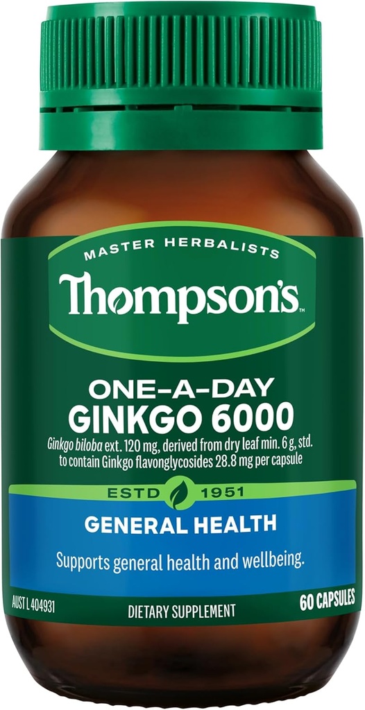 Thompson의 1 일 은행나무 6000mg 60의 캡슐