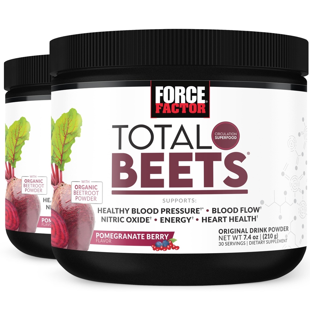 힘 요인 총 사탕 음료 혼합 Superfood 분말 Nitrates to Support Circulation, Nitric 산화물, 에너지, 내구시간 및 stamina, 심장 혈관 심장 건강 보충교재, 60 서빙, 2-Pack