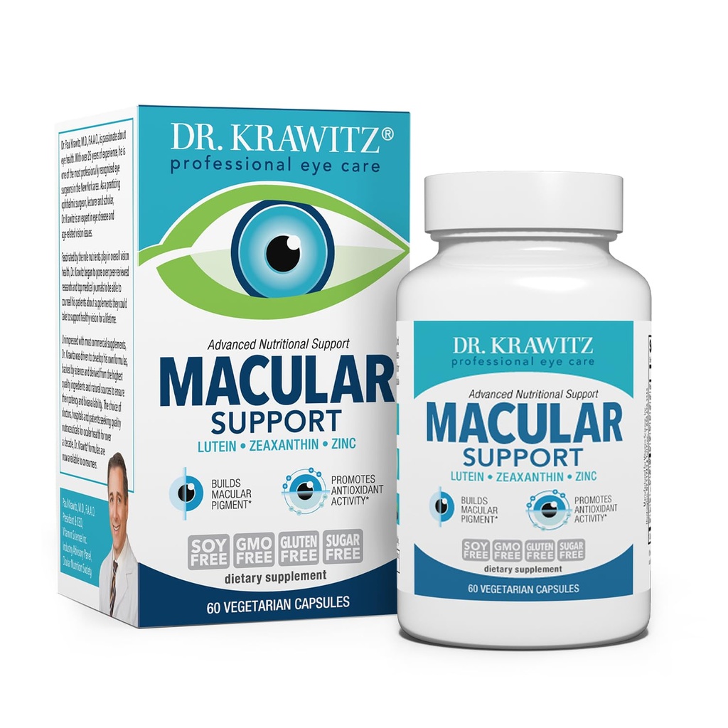 Lutein, Zeaxanthin 아연 (60 채식 캡슐)와 Macular 지원