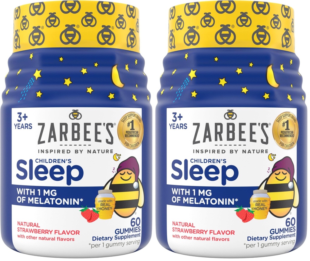 Zarbee's Children's Sleep Gummies with Melatonin, 아이들의 수면 Gummies를 형성하는 Non-Habit는 평화로운 수면, 약 자유로운, 자연적인 Strawberry, 60의 ct (포장 2)를 승진시키기 위하여 자연적인 수면 주기를 가진 자연적인 수면 주기를 일합니다