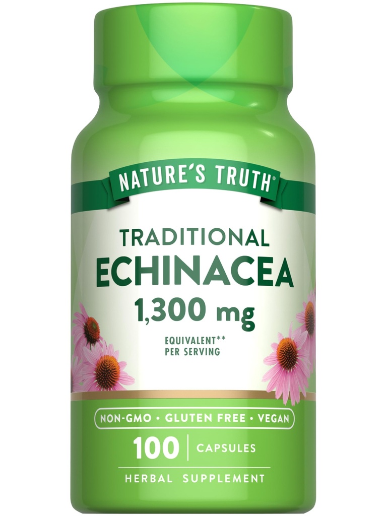 자연의 진실 Echinacea 추출 캡슐 | 1300mg | 100 개 | Non-GMO & 글루텐 무료