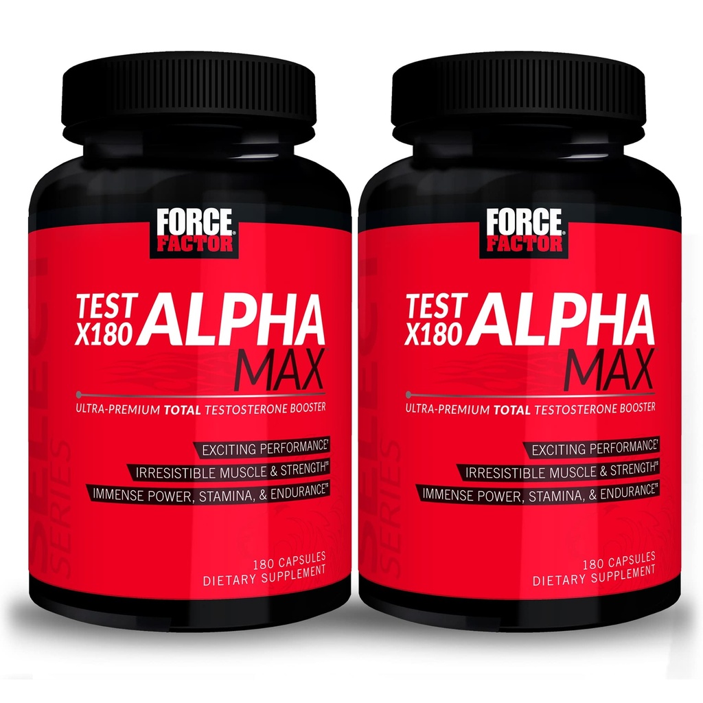 FORCE FACTOR 시험 X180 알파 최대, 2 팩, Fenugreek씨를 가진 남자를 위한 총 테스토스테론과 Nitric 산화물 승압기 & 혈류를 증가하는 Tribulus는 & 남성 운동 성과, 360의 캡슐을 개량합니다