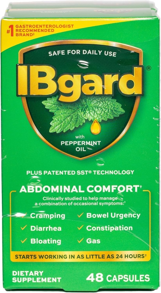 IBgard Gut 건강 보충교재, Abdominal 안락, 96의 캡슐을 위한 Peppermint 기름 캡슐