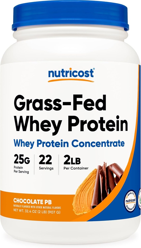 Nutricost Grass-Fed Whey Protein Concentrate (Chocolate Peanut Butter) 2LBS - 포스트 운동 분말 보충교재, 비 GMO