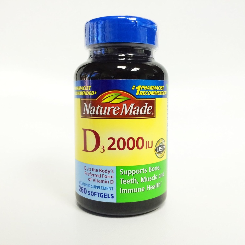 자연 만든 D3 2000 IU, 260 Softgels