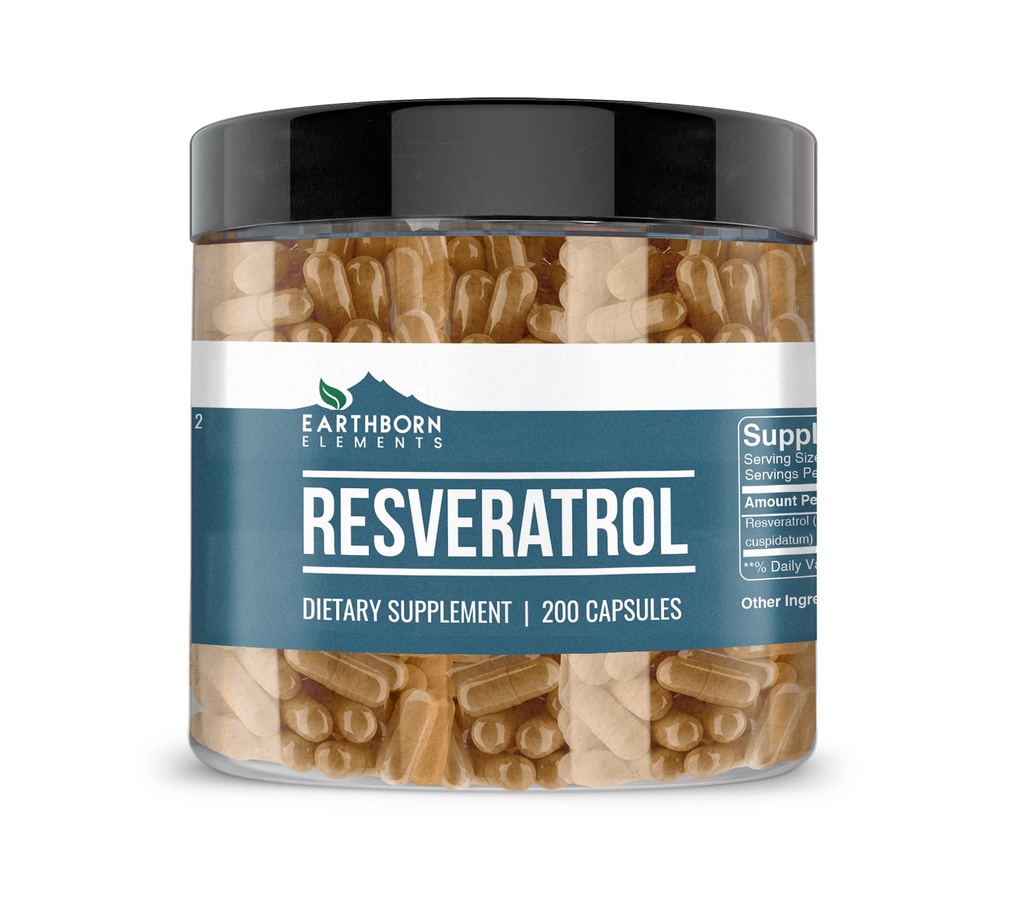 Earthborn 성분 Resveratrol 200 캡슐, 순수한 & undiluted, 첨가물 없음