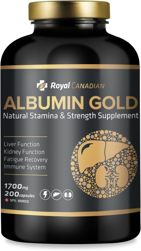 ROYAL CANADIAN Albumin Gold 1700mg | 간기능 | 신장기능 | 피로회복 | 면역 체계 (200 x 1700mg 캡슐)
