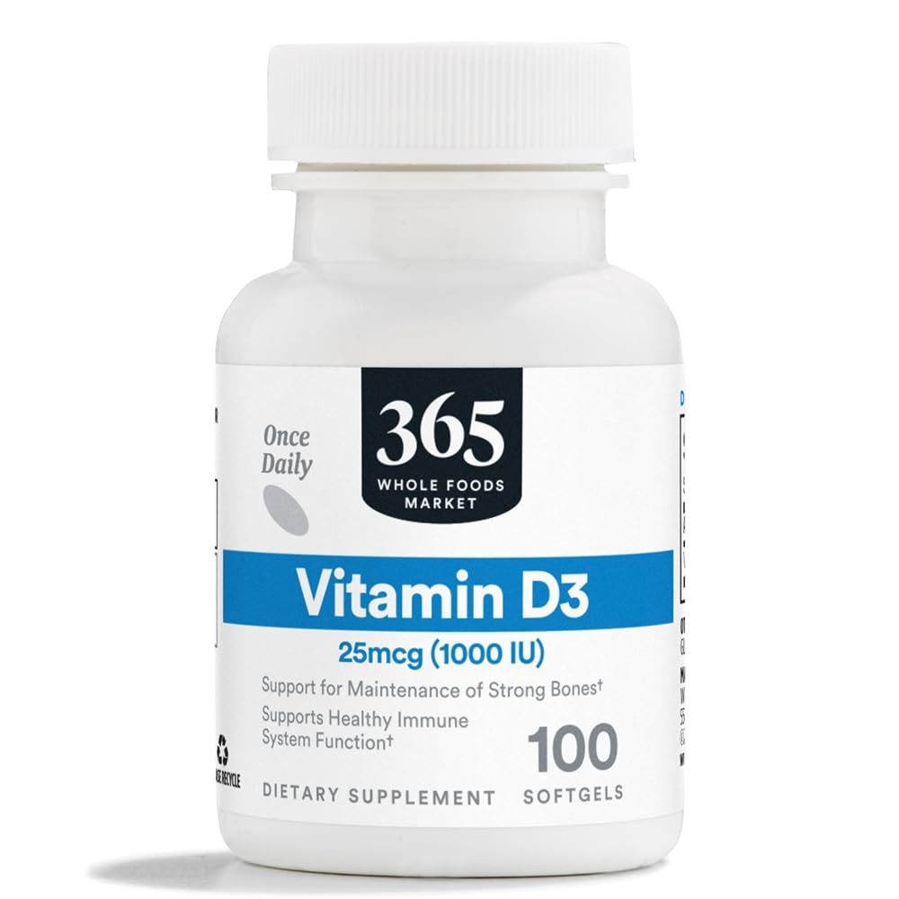 전체적인 음식 시장, 비타민 D3 Softgels, 1000 IU, 100 CT에 의하여 365