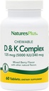 Natures Plus D & K Complex - 60 혼합 Berry Chewables - 칼슘 대사 지원 - 채식주의, 비 GMO, 글루텐 무료, Soy 무료 - 60 서빙