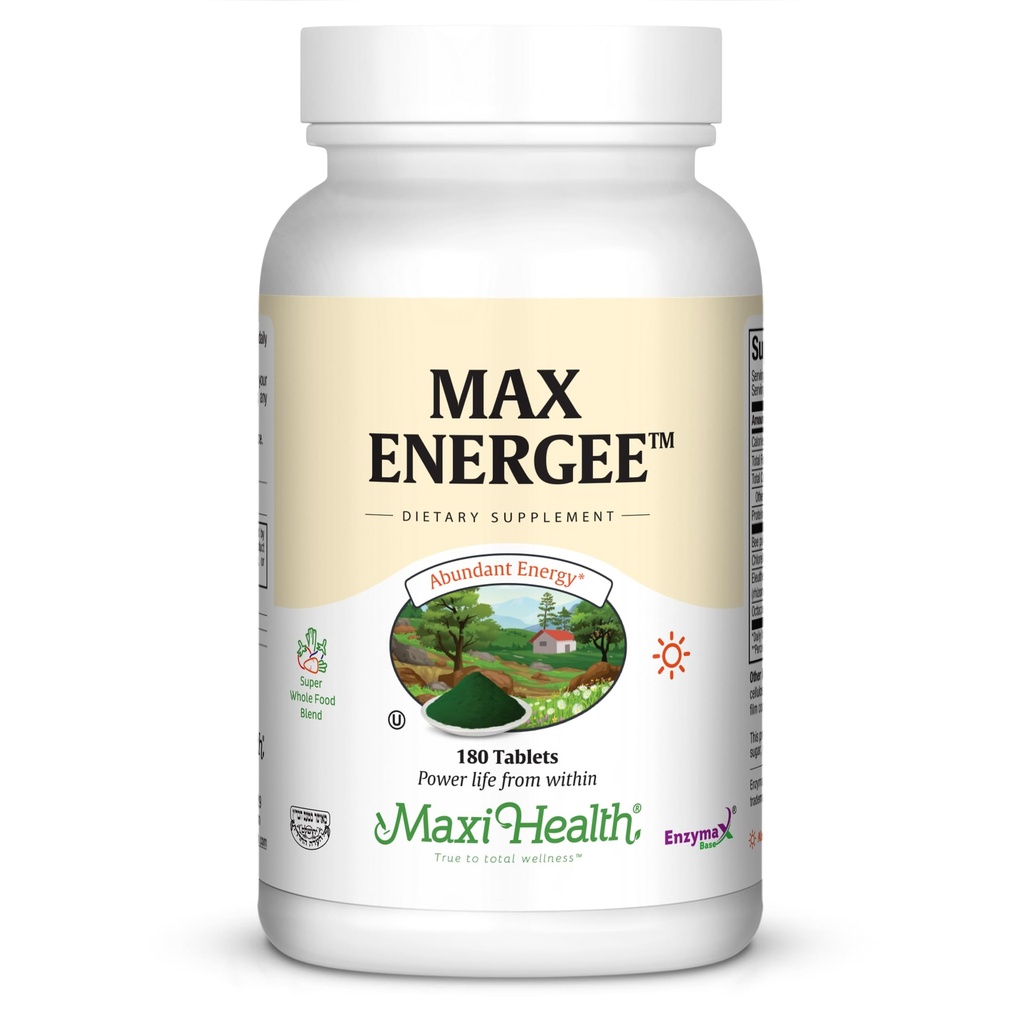 Maxi Health Max Energee - 천연 에너지 및 체력 부스터 - 180 정제 - Kosher