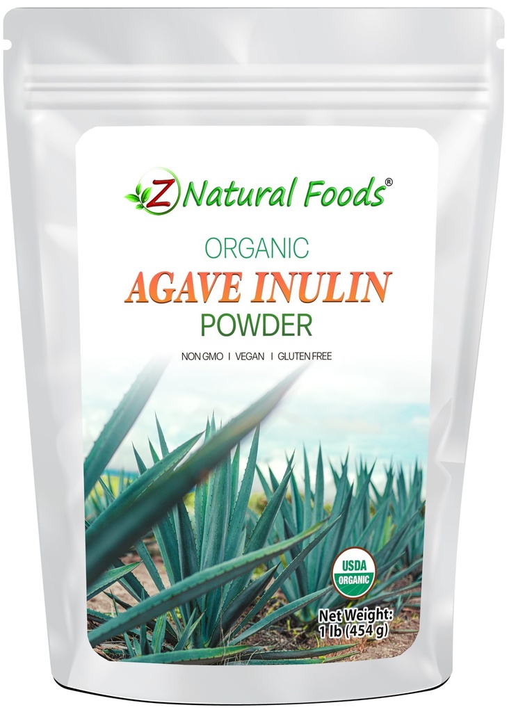 Z 자연적인 음식 유기 Agave Inulin 분말, 자연적인 섬유 보충교재, 음료, 스무디 및 조리법, 익지않는, 비 GMO, Vegan, 글루텐 자유로운, 고약, 1개 lb를 위한 Prebiotic Superfood 분말