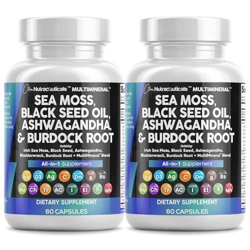 청결한 Nutraceuticals 바다 Moss 까만씨 기름 Ashwagandha Turmeric Bladderwrack Burdock & Elderberry Manuka Dandelion 황색 독 Iodine Chlorophyll ACV - 2Pack를 가진 비타민 C 비타민 D3