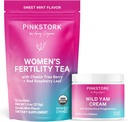 핑크 Stork Fertility Tea and Wild Yam Cream for Women, Fertility, Ovulation, Conception 및 Chaste Tree Berry (Vitex)와 여성 호르몬 균형 - 듀오