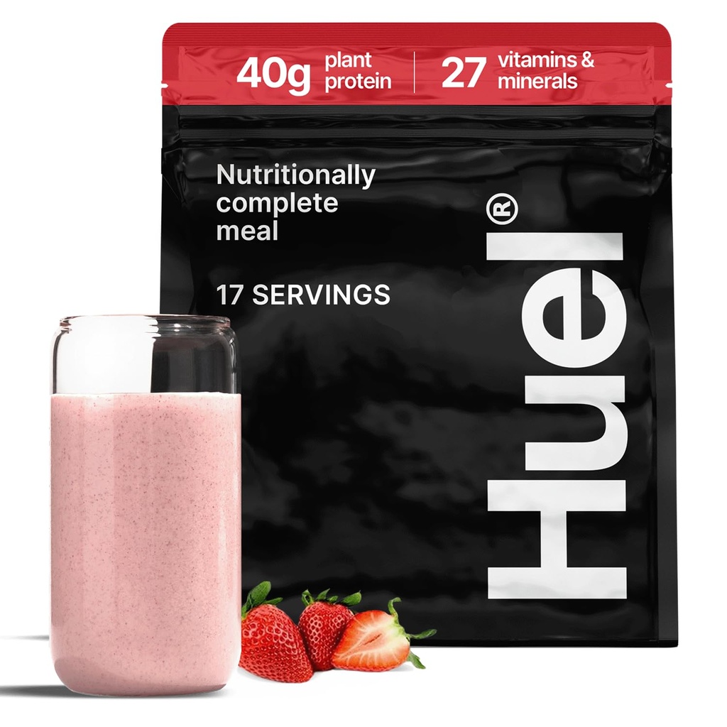 Huel Black Edition | Strawberry Shortcake 40g Vegan Protein Powder | 영양분별 식사 | 27 비타민과 미네랄, 글루텐 프리 | 17 인분 | 플라스틱을 줄이기 위한 스쿠프