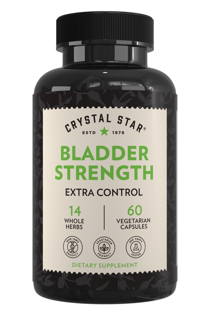 Crystal Star Bladder Strength (60 캡슐) – 초본 Urinary Tract Health and Extra Strength Bladder Control Supplement, Cranberry Extract, 호박 씨앗 추출물, Plantain 및 Wild Yam Root, Non-GMO