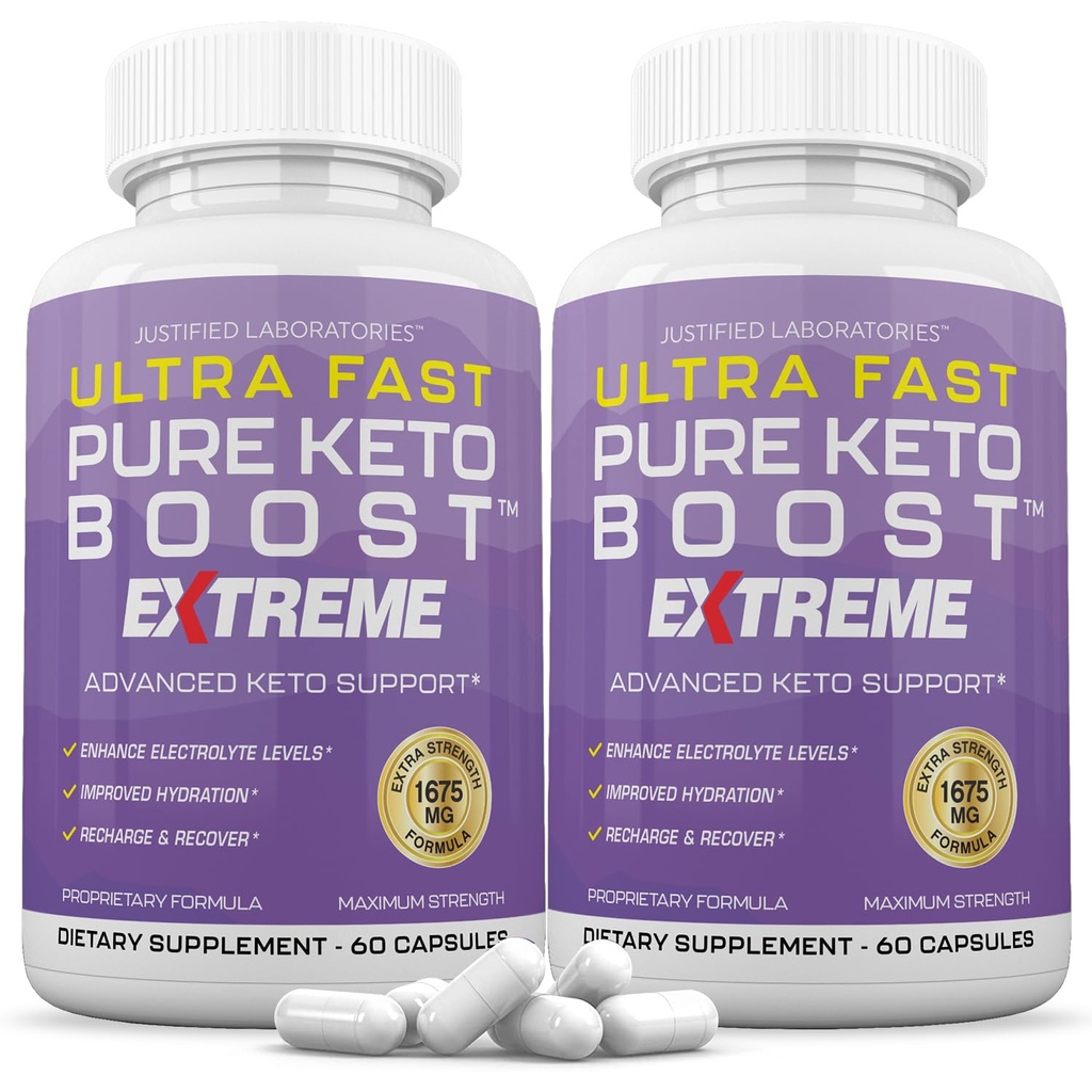 (2 팩) 매우 빠른 순수한 Keto Boost 극단적인 Keto 알약 1675MG 새로운 & 개량한 공식은 사과 Cider Vinegar 여분 처녀 올리브 기름 분말 녹차 잎 120의 캡슐을 포함합니다