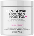 Codeage Liposomal Ovarian Inositol 분말 - Myo-Inositol & D-Chiro-Inositol 40 : 1 혼합, Folate 5-MTHF, CoQ10, Pomegranate & Wild Blueberry - 2 개월 공급 - 혼합 Berry 풍미 - Non-GMO, 60 서빙
