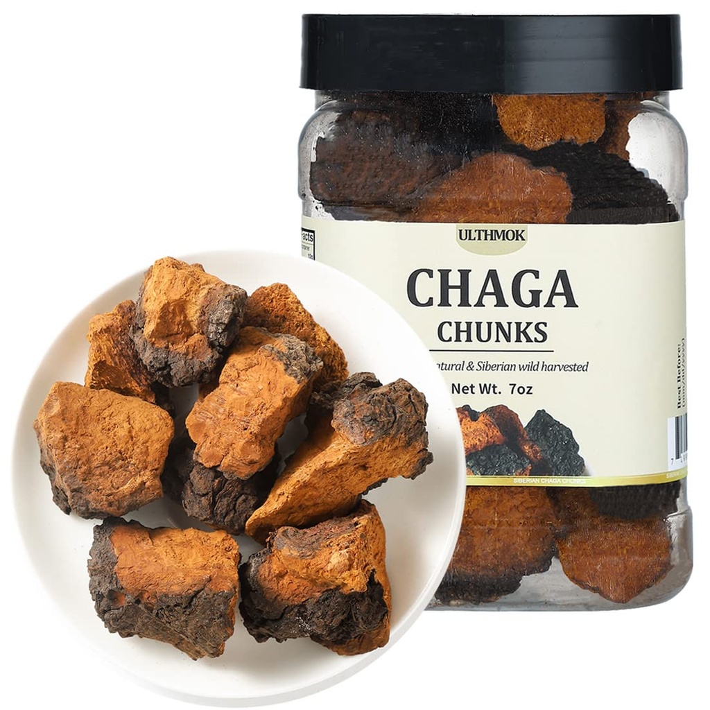 프리미엄 차가 버섯 Chunks 7 Oz / 199g, 엄선 천연 차가 버섯 차, 100 % 시베리아 야생 수확.