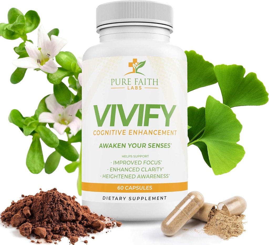 Vivify Brain Booster | 믿음과 가족에 초점을 맞추다 | 에너지와 전반적인 건강 (1개월 공급, 60ct)