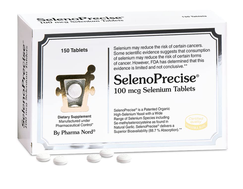 Pharma Nord Selenium 100 mcg | SelenoPrecise | 갑상선 지원, 면역 체계, 산화 방지제 보호 및 심장 건강 | 보증 88.7% 흡수 | 150 정제