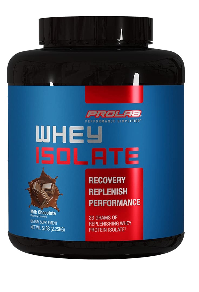 Prolab Whey Isolate 5LB, Ultra-Pure, Fast-Absorbing Whey Protein Isolate with 23g Protein & BCAAs, Lean 근육 성장, 복구 및 성능 (밀크 초콜릿)