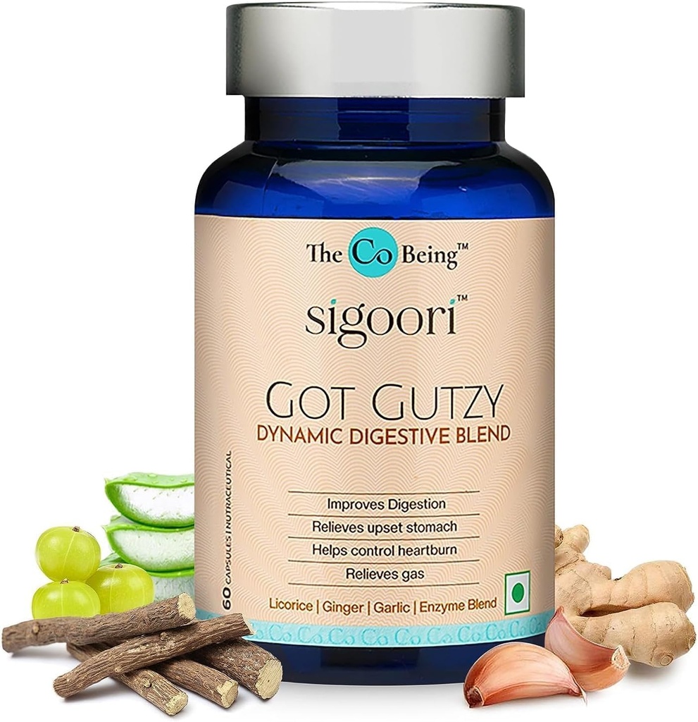남자와 여자, Got Gutzy, Contains Turmeric, Ginger, Licorice, Aloe Vera 및 Digestive Enzymes, Digestive Health, Acidity, Constipation, Nausea, 60 캡슐에 대한 Gut 건강 보조 식품.