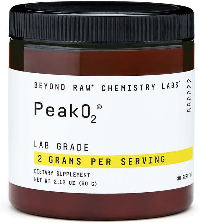 BEYOND RAW Chemistry Labs Peak 02 파우더, 운동 중 Endurance 제공, 30 서빙