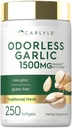 Carlyle Odorless Garlic Softgels 1500mg | 250 개 | 비 GMO, 글루텐 무료 추출물 보충교재