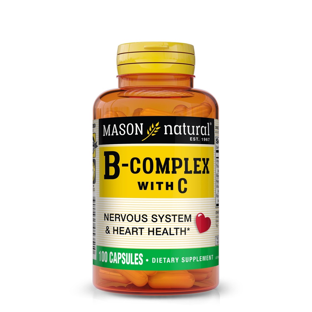 MASON NATURAL B-Complex 비타민 C – 신경 시스템 & 심장 건강 지원 – 100 캡슐