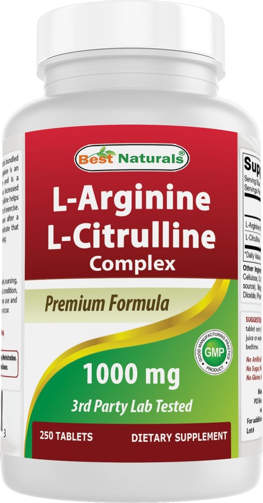 최고의 Naturals L-Arginine L-Citruline Complex 정제, 250 카운트