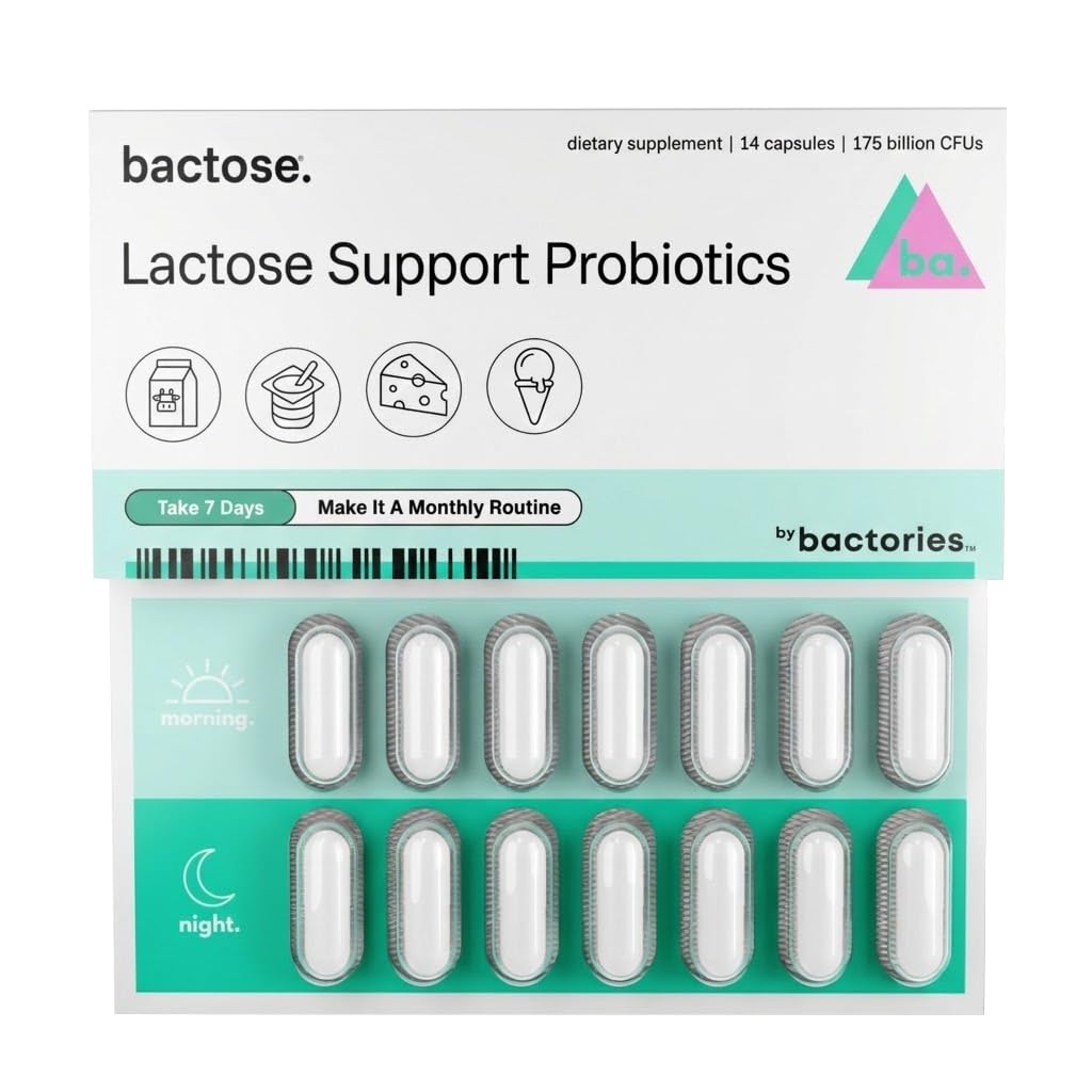 장기 구호를위한 Probiotic Lactose 알약 - Dairy Again - Lactose Intolerance 보충 - Gut의 Lactase Enzymes 생산 - 자연적으로 7 일 동안 복용 (매월 반복)