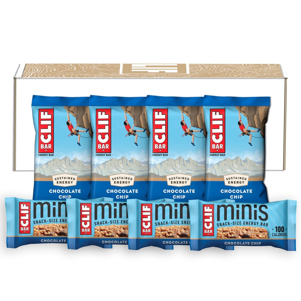 CLIF BAR - 초콜릿 칩 - 전체 크기 및 소형 에너지 바 - 유기 귀중품 - 비 GMO - 식물 기반 - 2.4 oz. 및 0.99 oz. (20 카운트)