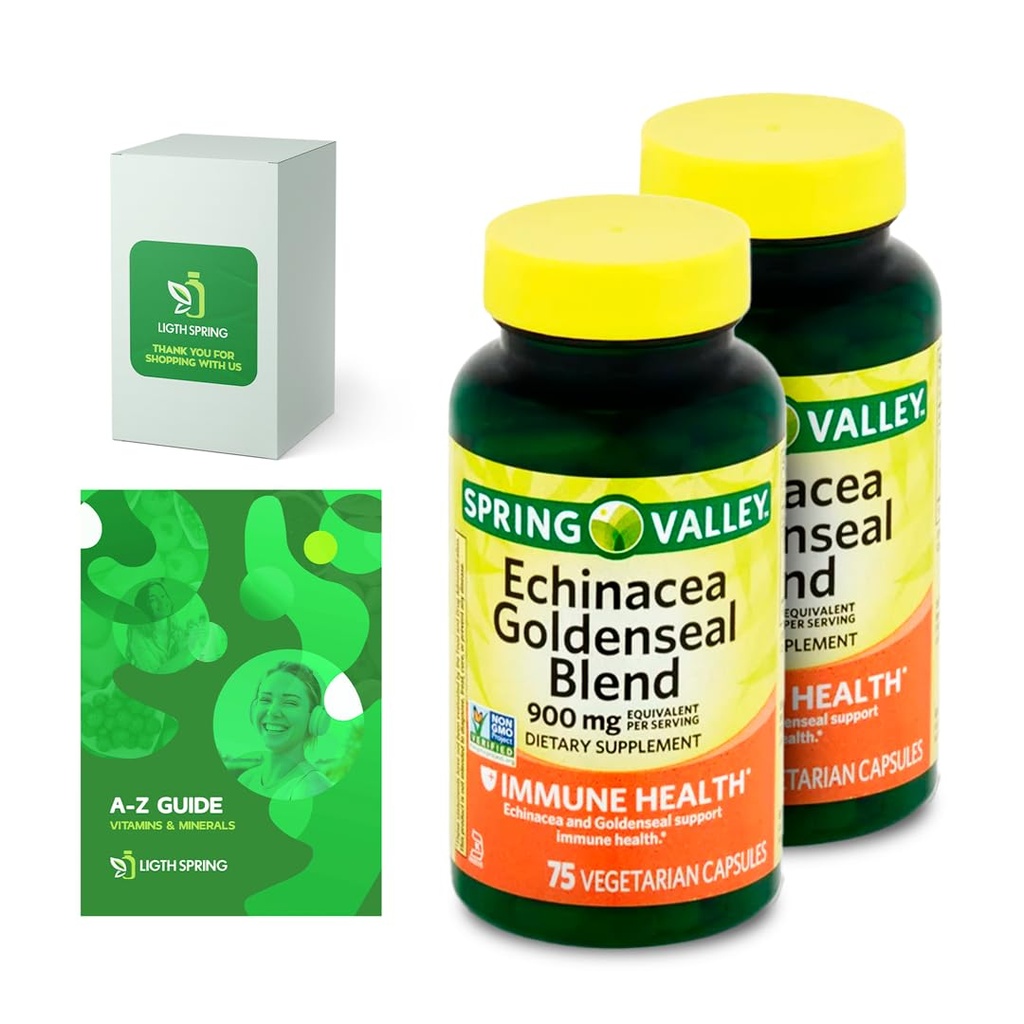 Echinacea Goldenseal 혼합 규정식 보충교재, 900 mg, 독점적인 비타민 & 무기물 A를 가진 75 Ct 뭉치 Z - 더 나은 Ligth&Spring Guide@ (3개의 품목)