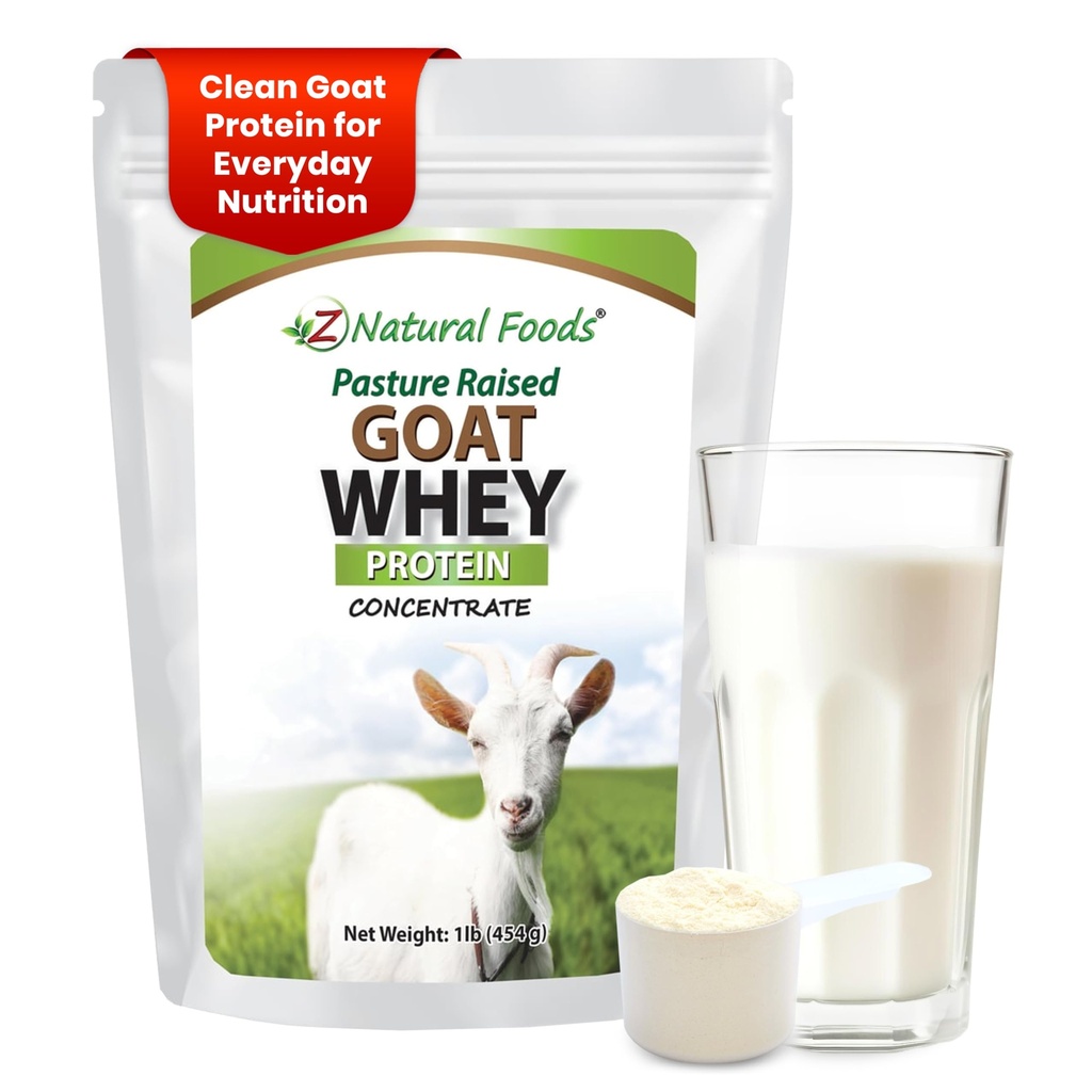 Z 천연 식품 염소 밀 단백질 분말 농축 - Undenatured, Unflavored, Pasture Raised Whey - 무게 관리, 면역 지원, 피트니스, 1lb를 위한 Vital 단백질을 가진 청결한 Goat 단백질 분말