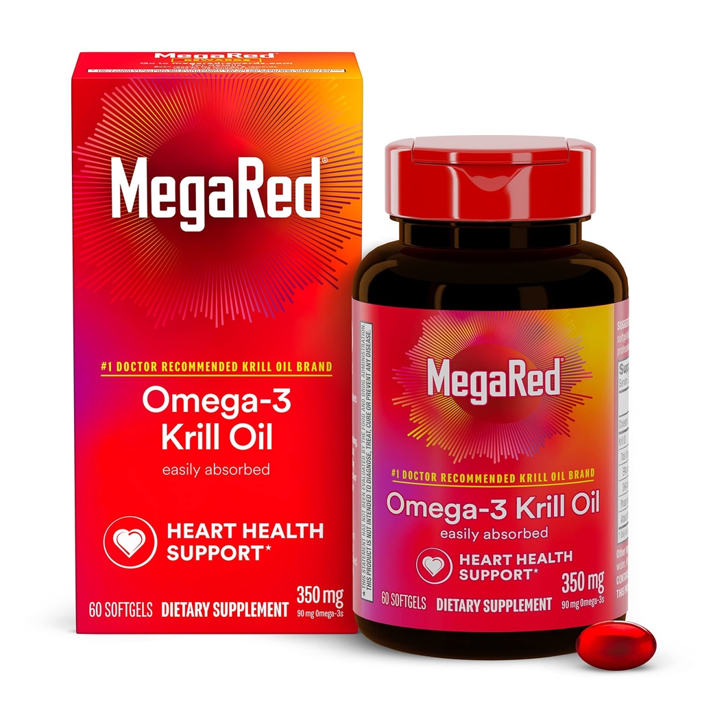 오메가-3 크릴 기름 350mg Softgels, MegaRed (병에 있는 60 조사), EPA & DHA 오메가-3 지방산은 물고기 기름, 포함합니다 산화 방지제 Astaxanthin를 포함합니다